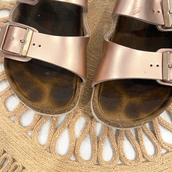 Birkenstock Arizona Kids Birko-Flor Electric Metallic Copper Sandals EU 34/ US 3 - Picture 3 of 13